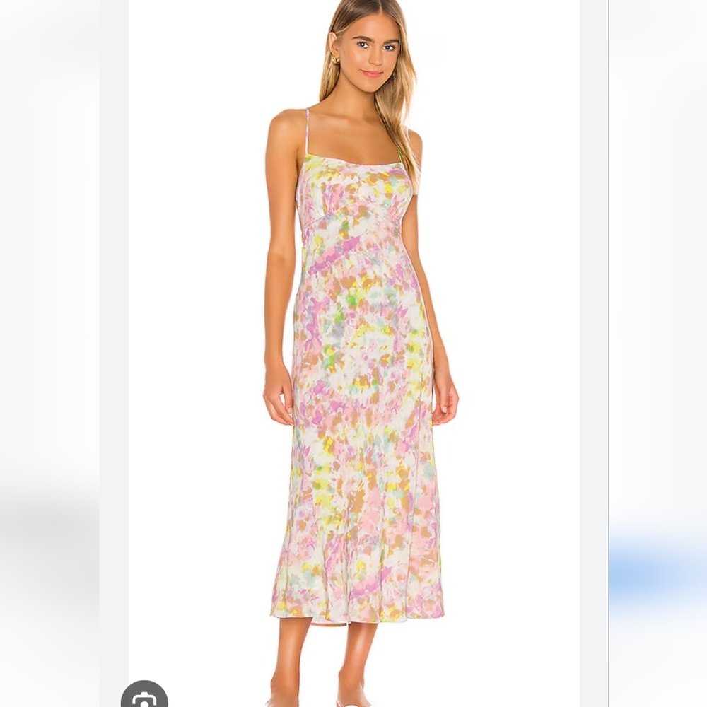 ASTR The Label Charisma Dress Pink And Yellow Tue Dye Midi Spring Pastel Size S